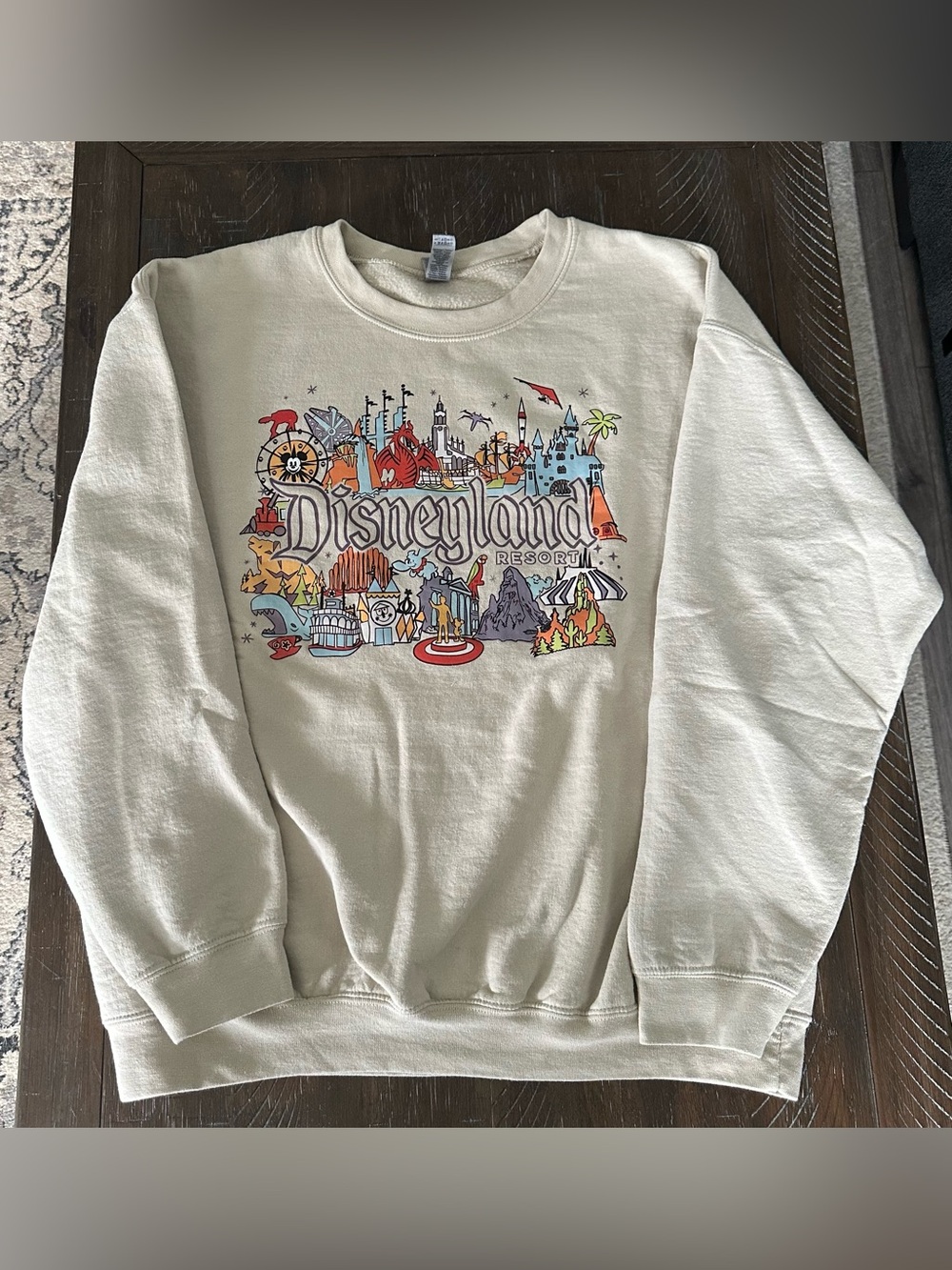 Gildan Off-White Disneyland Resort Graphic Crewneck Sweatshirt